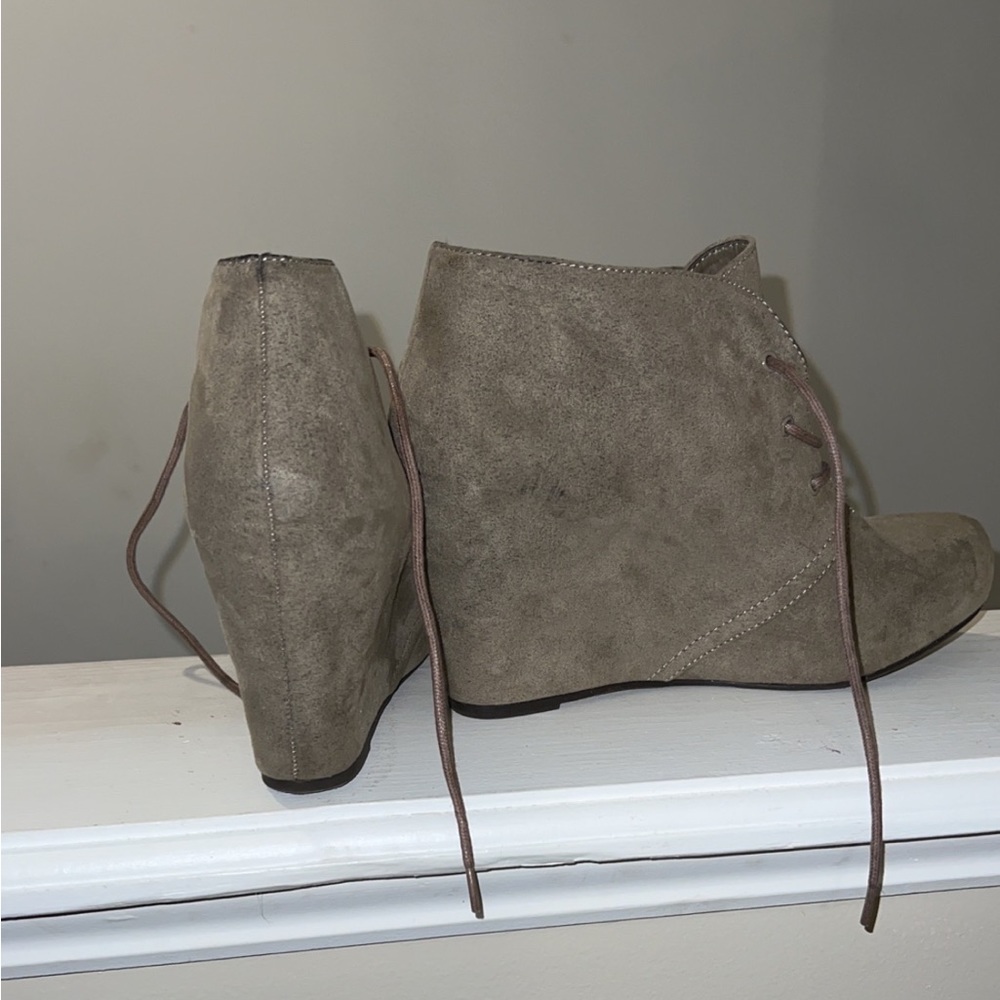 Wedged ankle booties